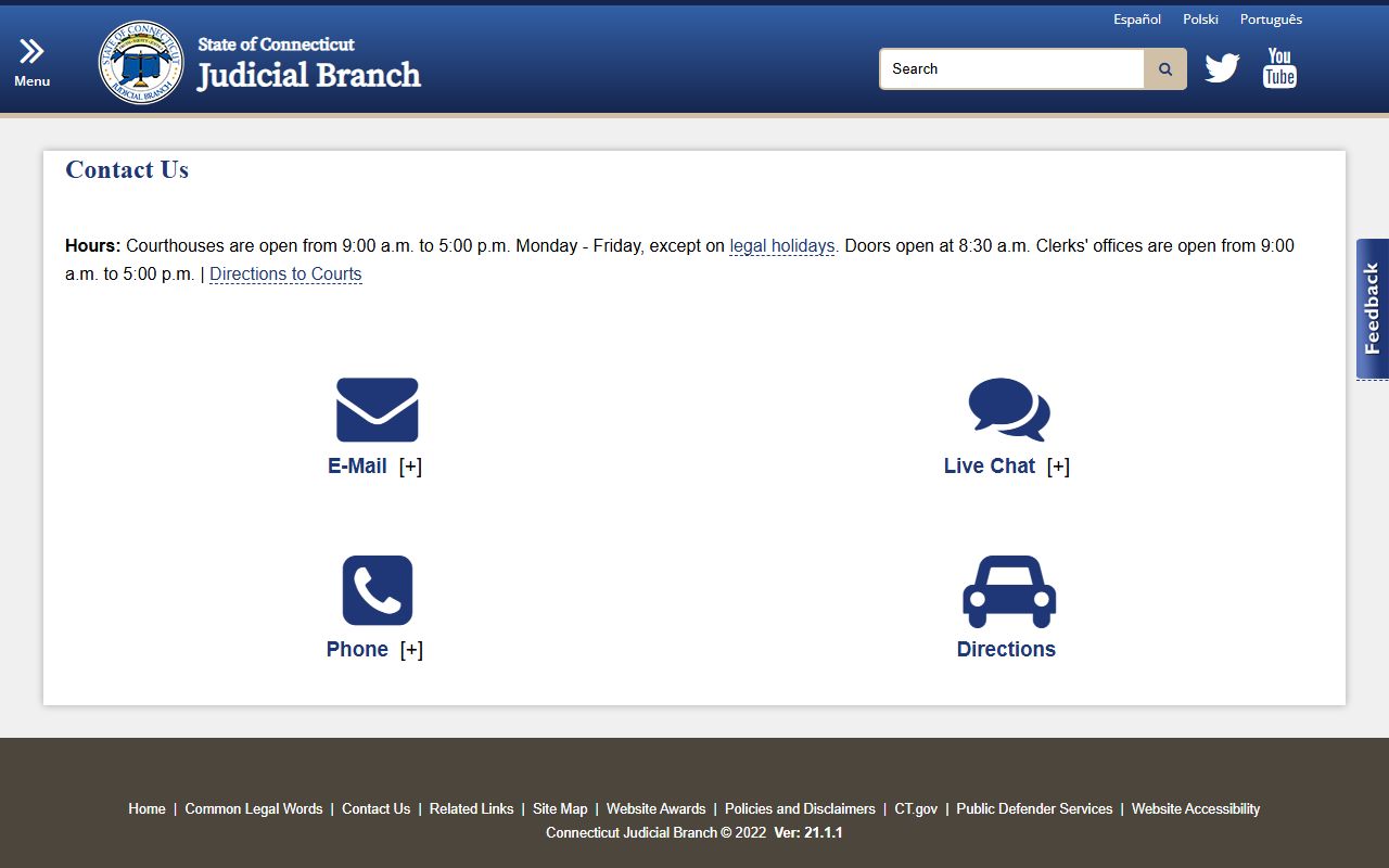 Connecticut traffic court records judicial branch contact page