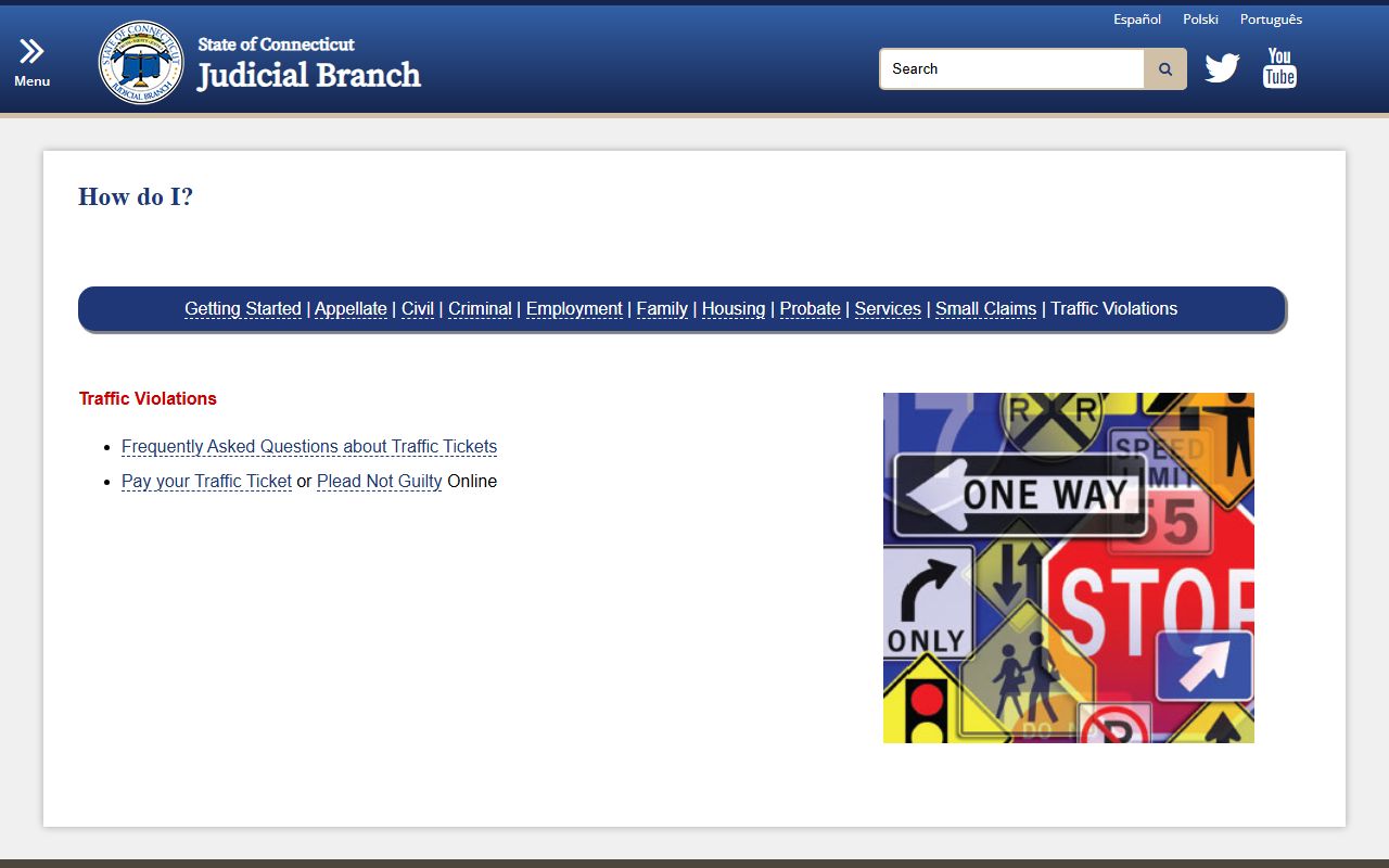 Connecticut traffic court records how do I guide page